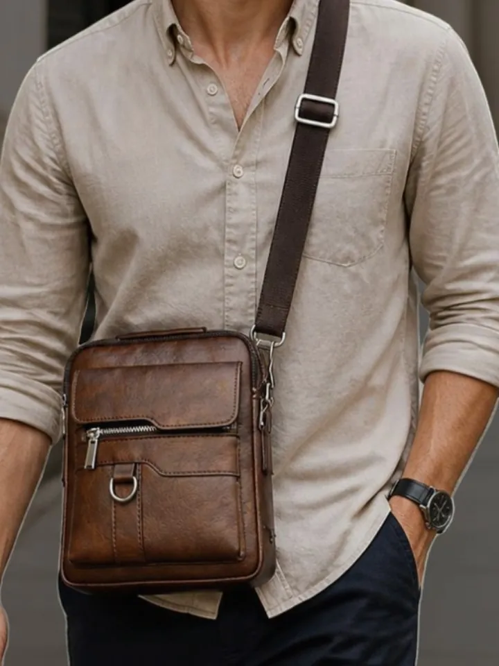 Homem usando a Bolsa Transversal Milano